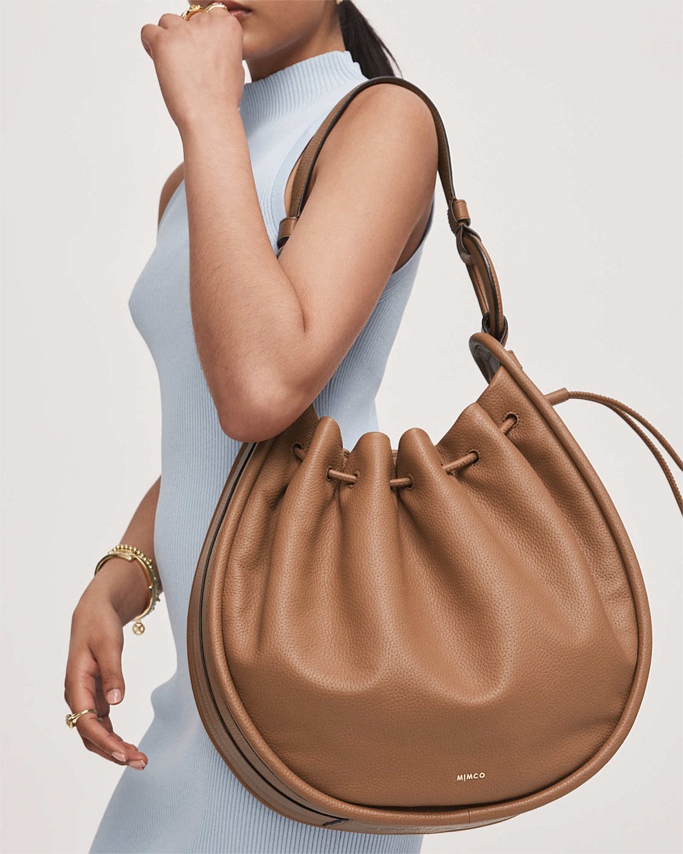 Caramel Contort Bucket Bag Shoulder Bags Mimco