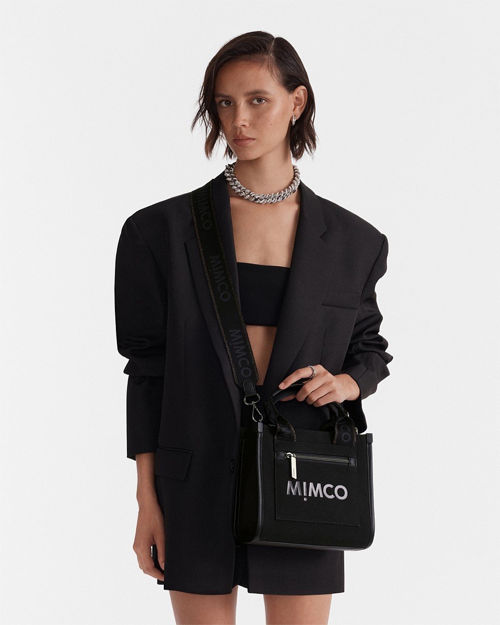 Black Gunmetal Patch Mini Tote Bag - Patch | Mimco