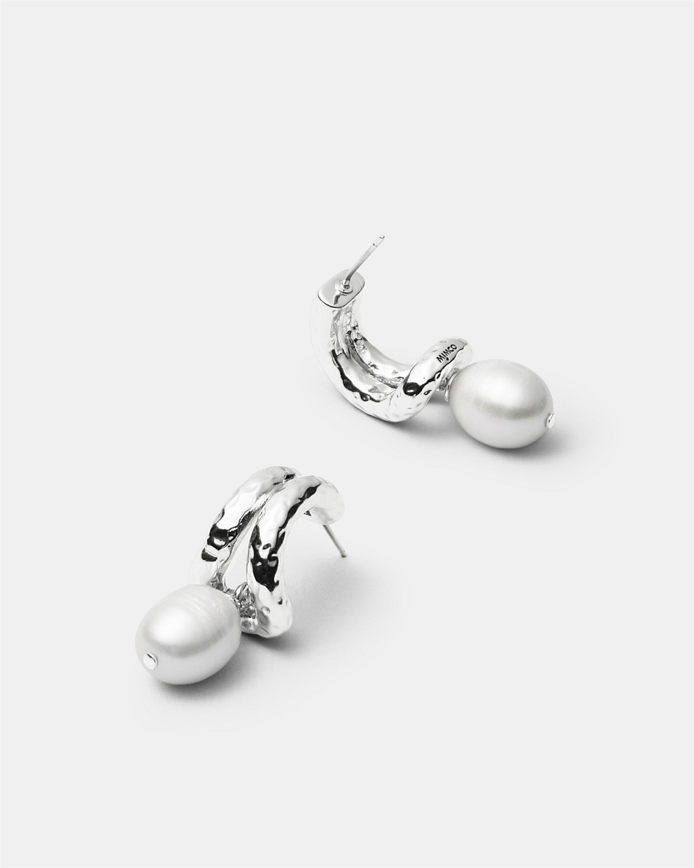 Silver Reflective Pearl Hoop Earrings - Hoop Earrings | Mimco