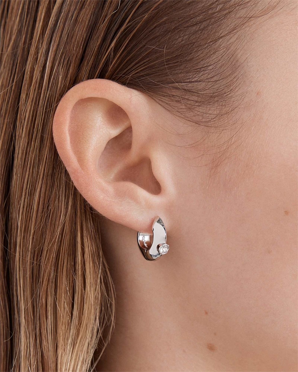 Silver The Edge Huggie Hoop Earrings Hoop Earrings Mimco