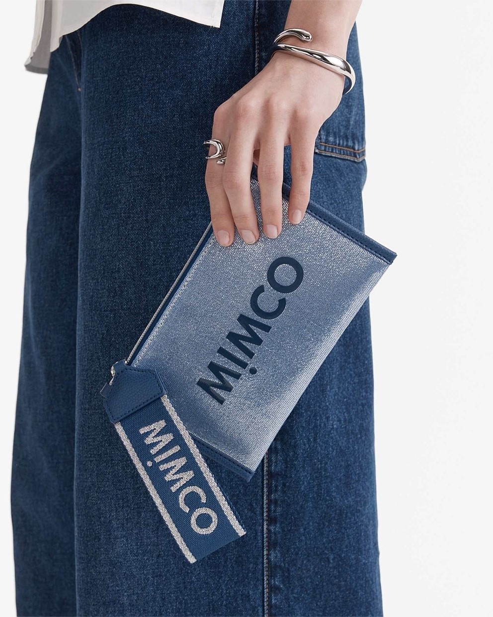Metallic Blue Patch Pouch - Pouches | Mimco