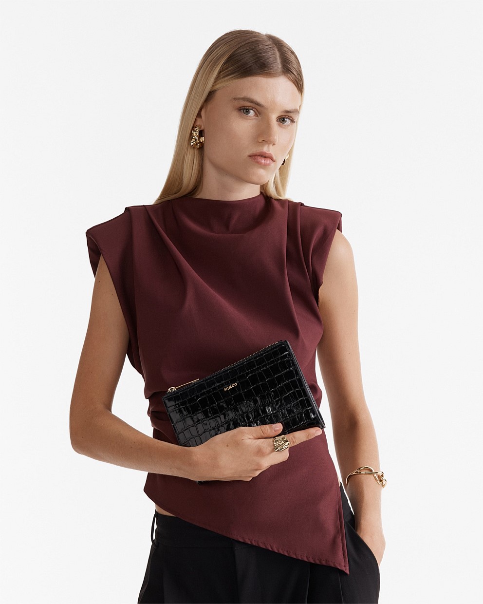 【MIMCO】Yvette Gusset Pouch/レザーポーチ/ストラップ取付可 Black Yvette Gusset Pouch - Wallets & Pouches | Mimco